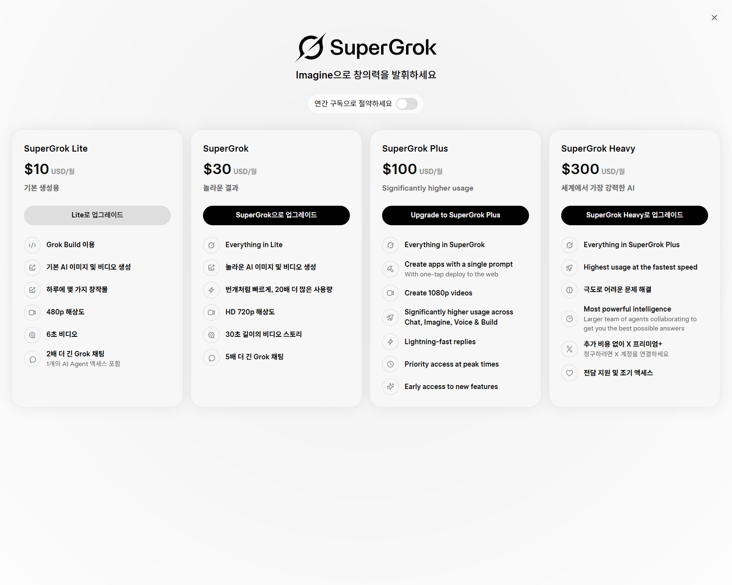 The SuperGrok pricing modal appearing after submitting the background removal job